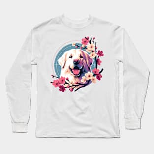 Slovensky Cuvac Celebrates Spring Amid Cherry Blossoms Long Sleeve T-Shirt